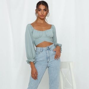 HELLO MOLLY Perfect Cabrioles Crop Top in Sage